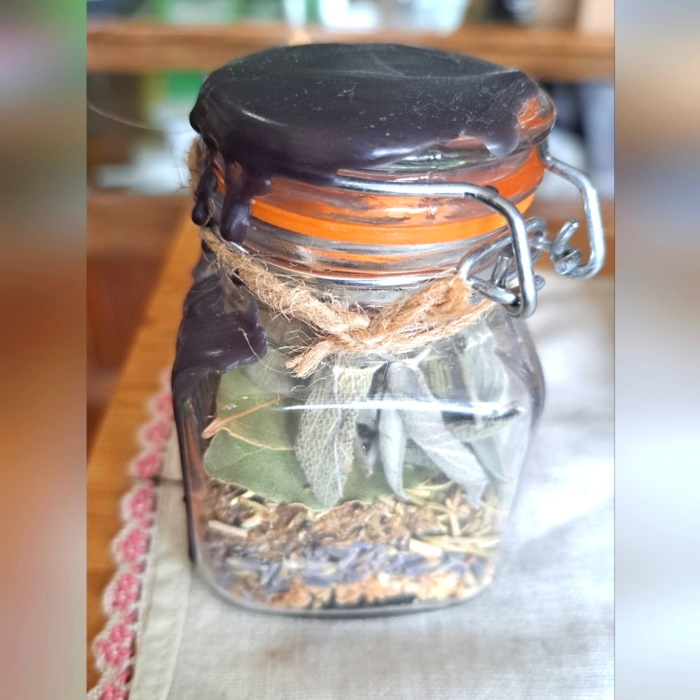Protection Spell Jar with Dried Herbs. Made With Intention Witch Made